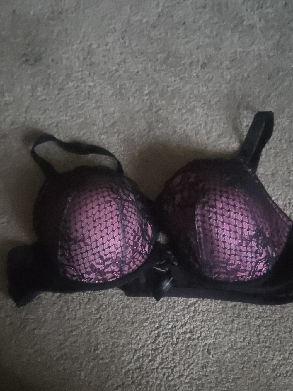 torrid Black Lace Overlay Bra with Pink Cups